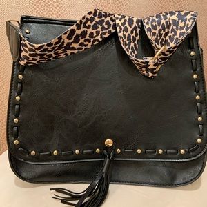 Faux Leather Messenger Bag